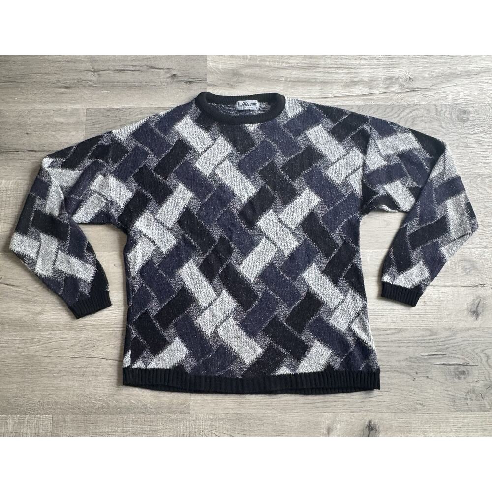 Lavane New York Vintage Sweater Geometric Coogi Style Long Sleeve XL